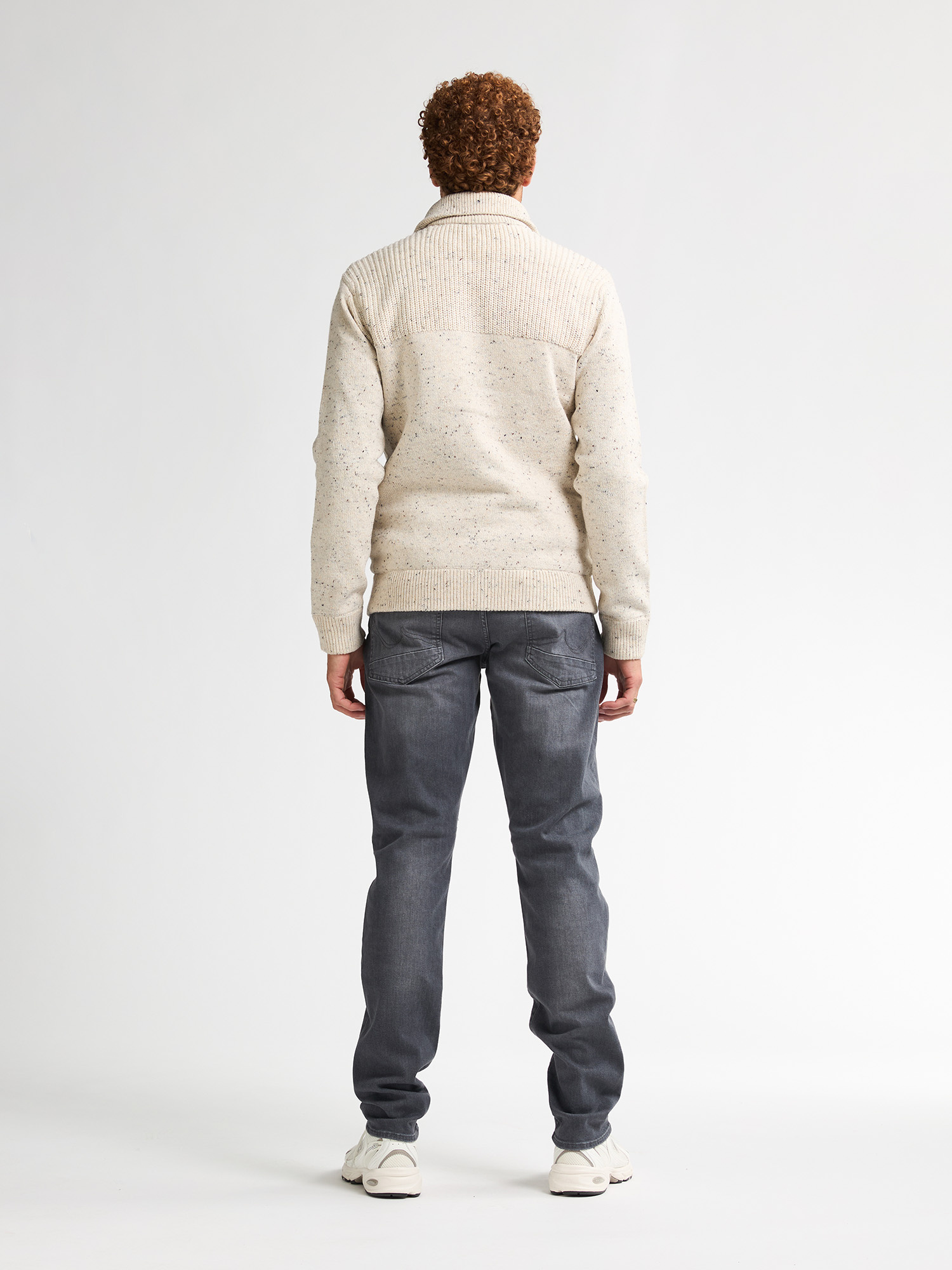 M-3050-KWC283 Men Knitwear Collar Cardigan (Antique White Melee 0009)