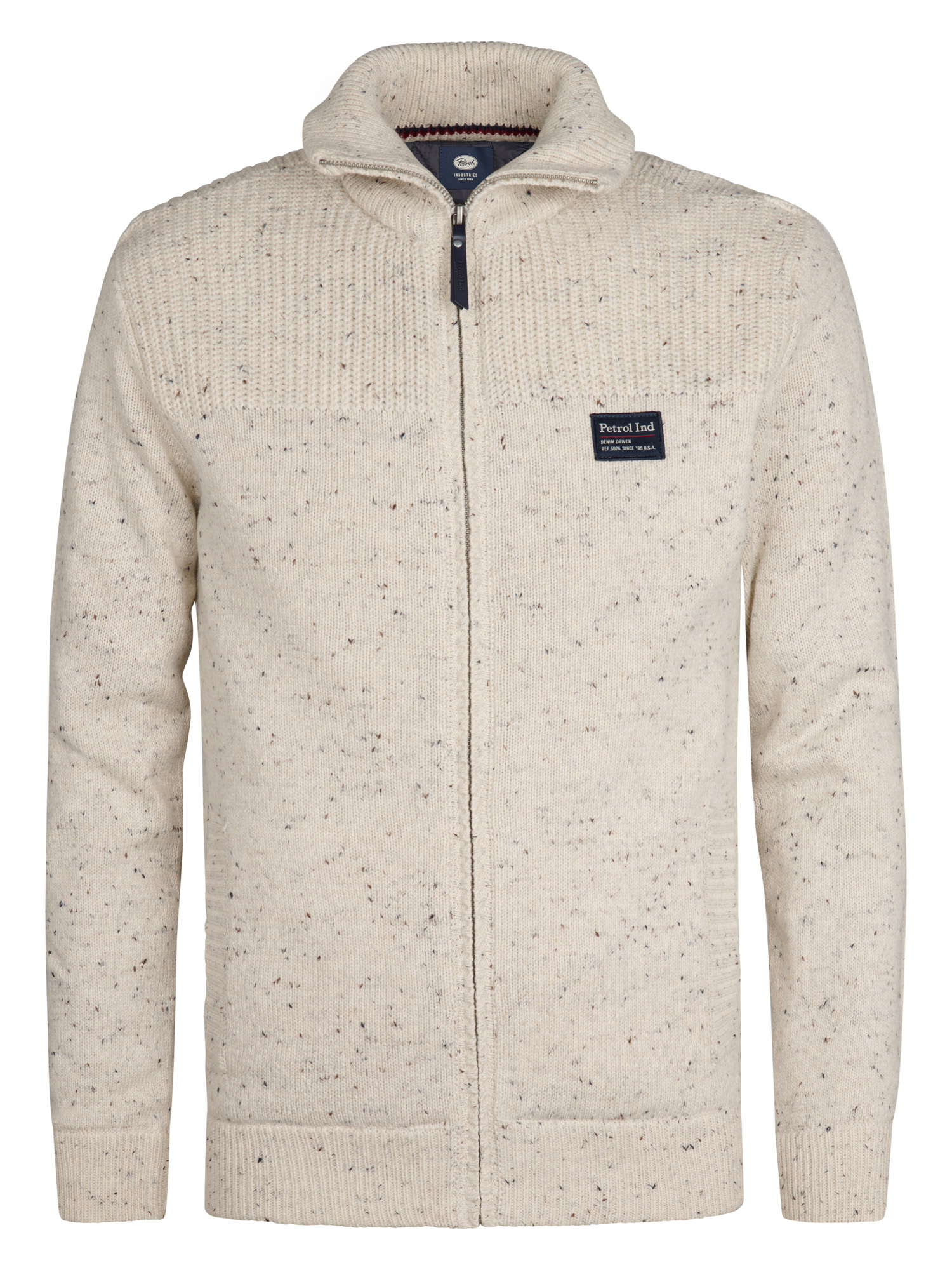 M-3050-KWC283 Men Knitwear Collar Cardigan (Antique White Melee 0009)