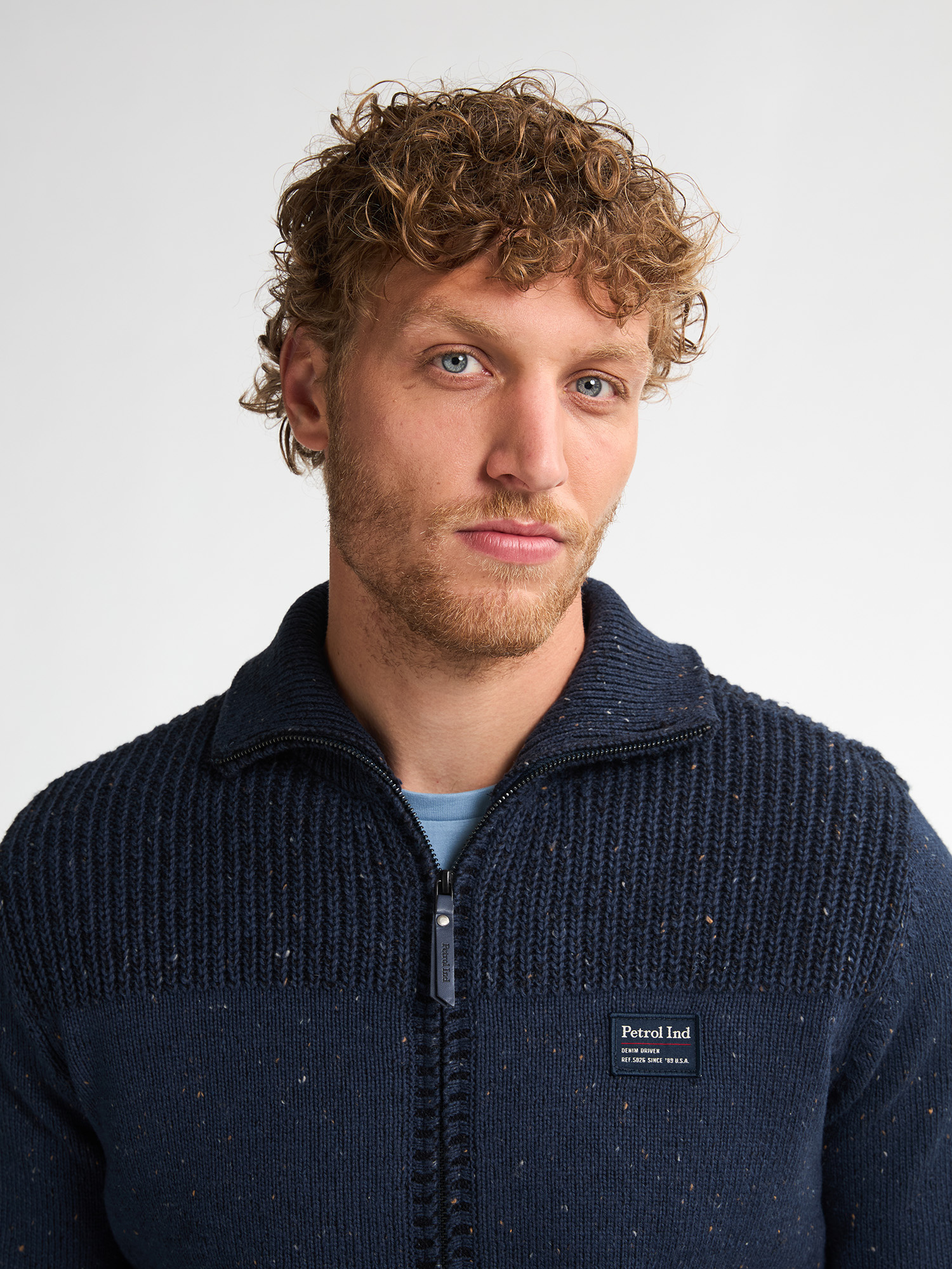 M-3050-KWC283 Men Knitwear Collar Cardigan (Deep Capri 5090)