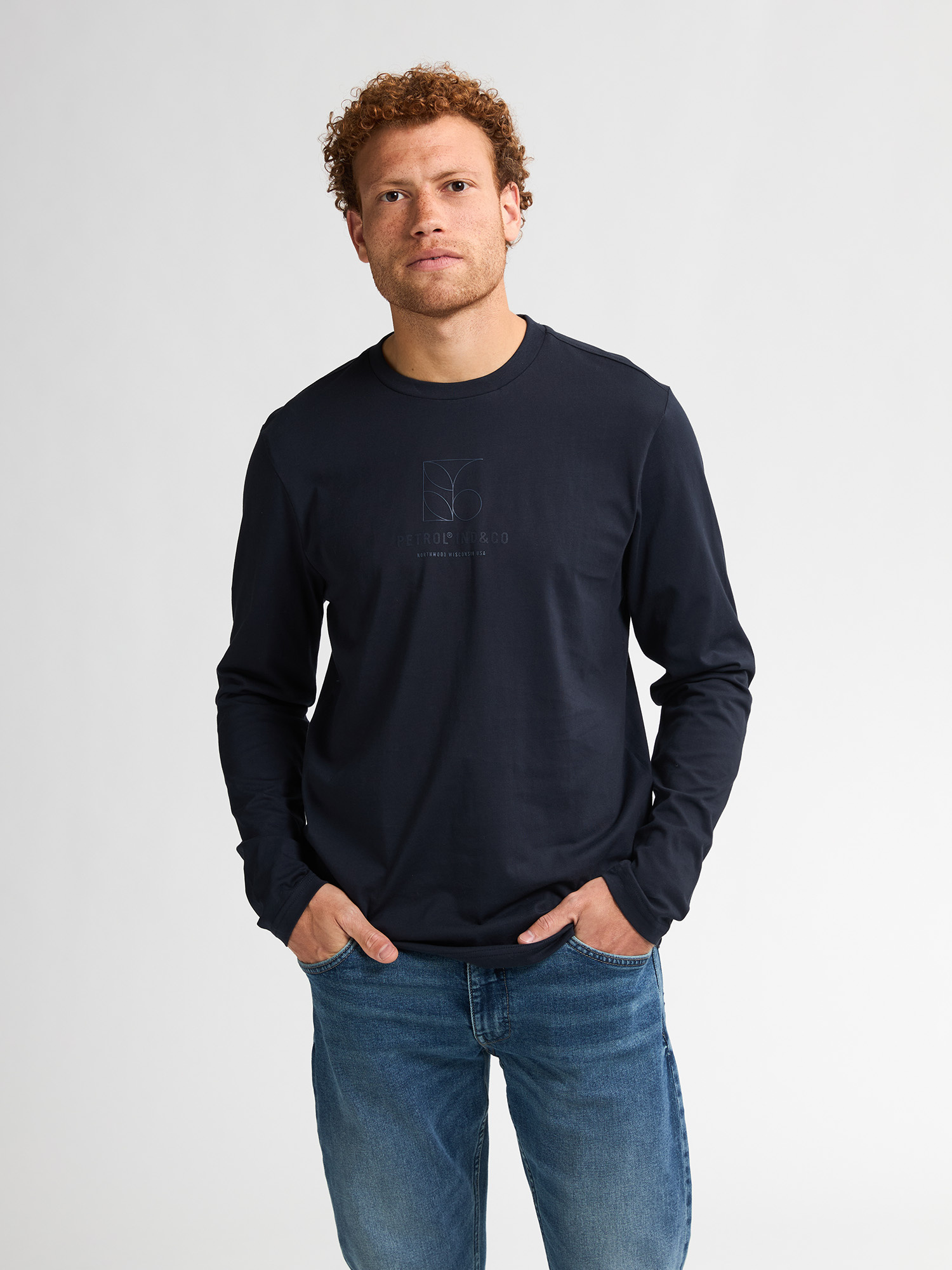 M-3050-TLR623 Men T-Shirt LS Round Neck (5092 Royal Navy)