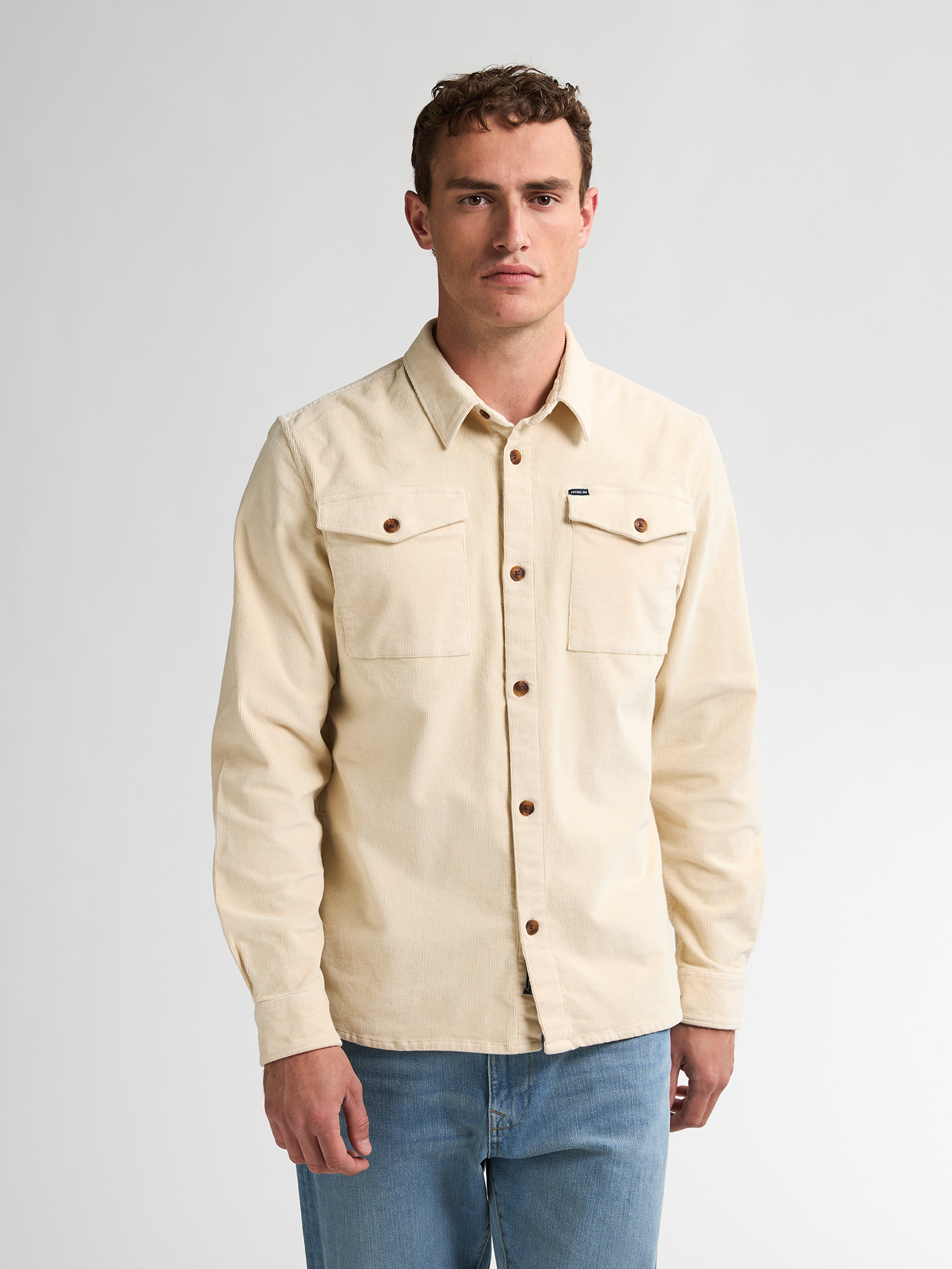 M-3050-SIL427 Men Shirt Long Sleeve Uni (Raw Sand 1108)