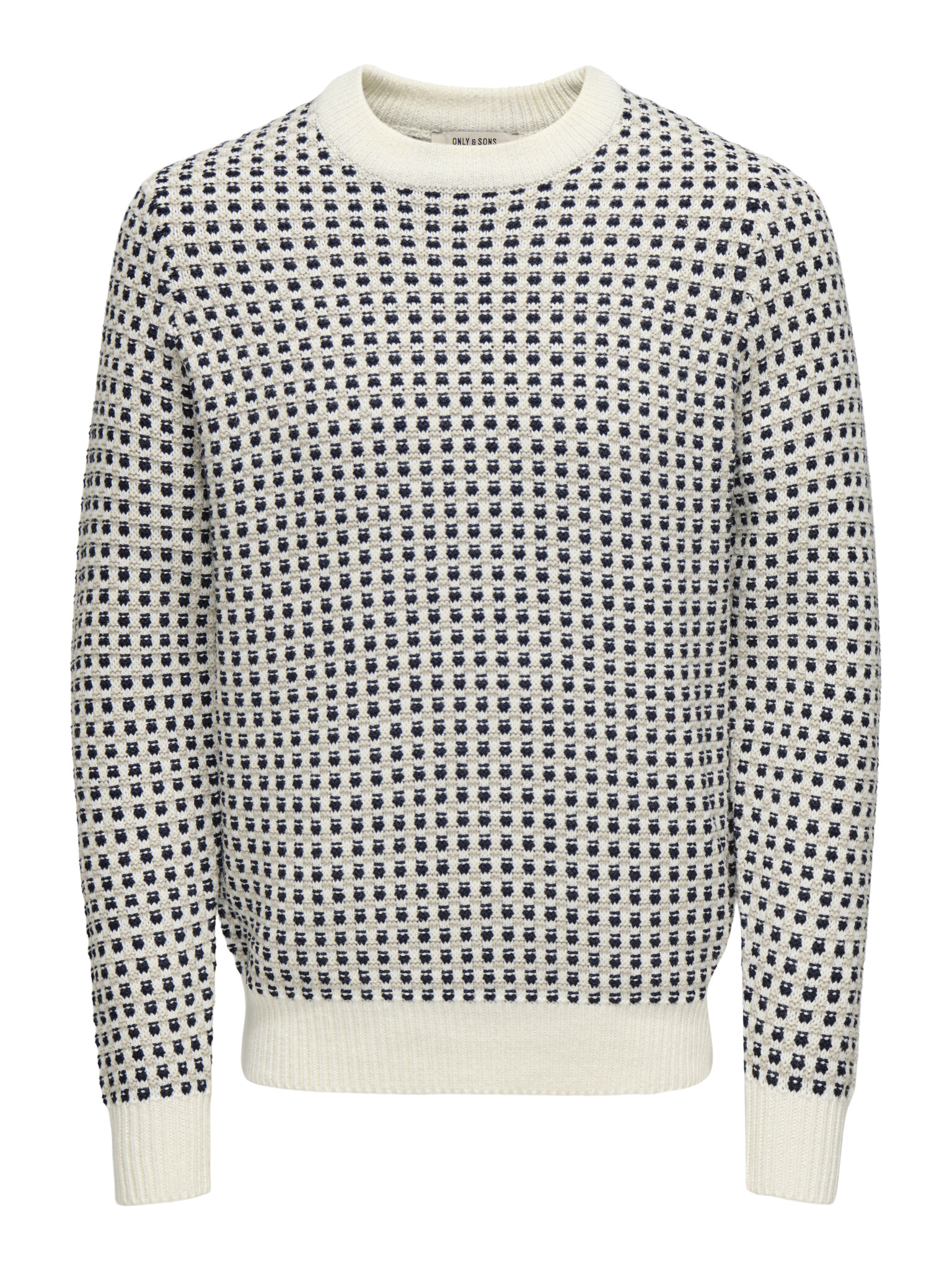 ONSMUSA REG 3 STRUC CREW KNIT EGRET