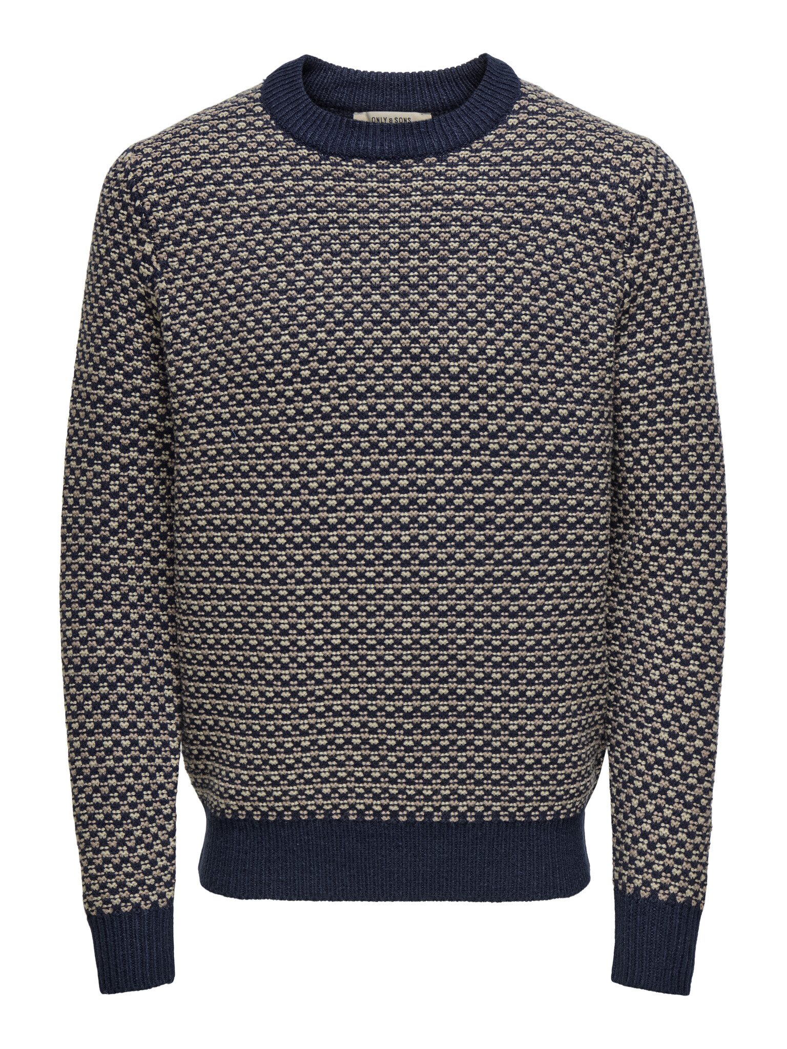 ONSMUSA REG 3 STRUC CREW KNIT NAVY BLAZER DESERT TAU