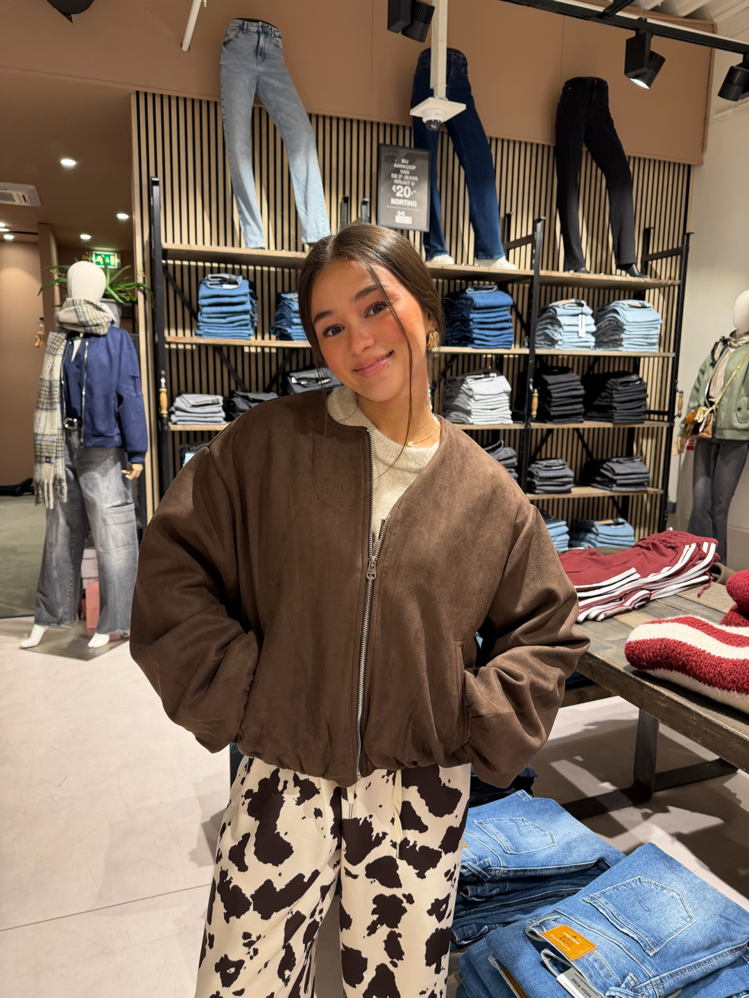 NORA - Suede Bomber Brown