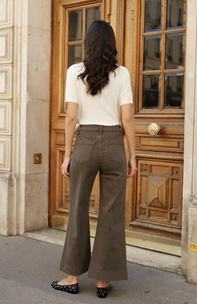 GASPARETTE Petite Jeans Wide Leg  - Khaki Green