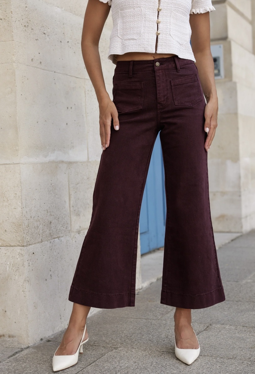 GASPARETTE Petite Jeans Wide Leg  - Bordeaux Red