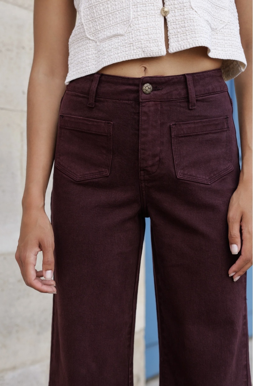 GASPARETTE Petite Jeans Wide Leg  - Bordeaux Red