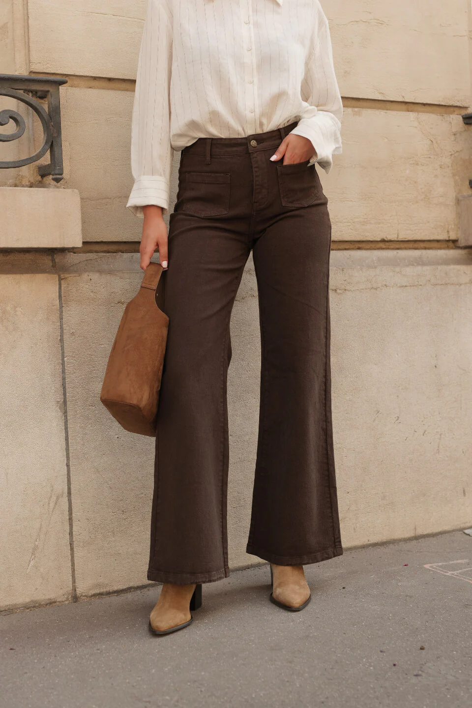 GASPARETTE Full Lenght Jeans Wide Leg  - Chocolate Brown