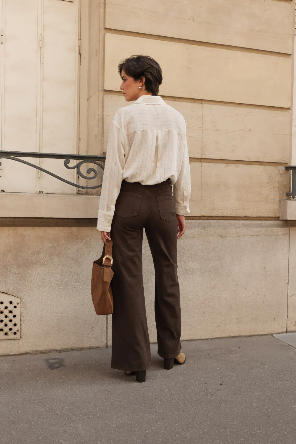 GASPARETTE Full Lenght Jeans Wide Leg  - Chocolate Brown