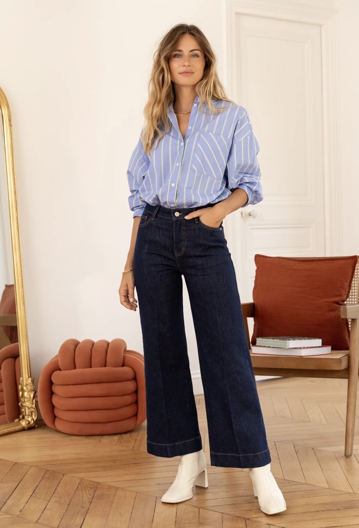 VIENNA Petite Cropped Wide - Raw Denim