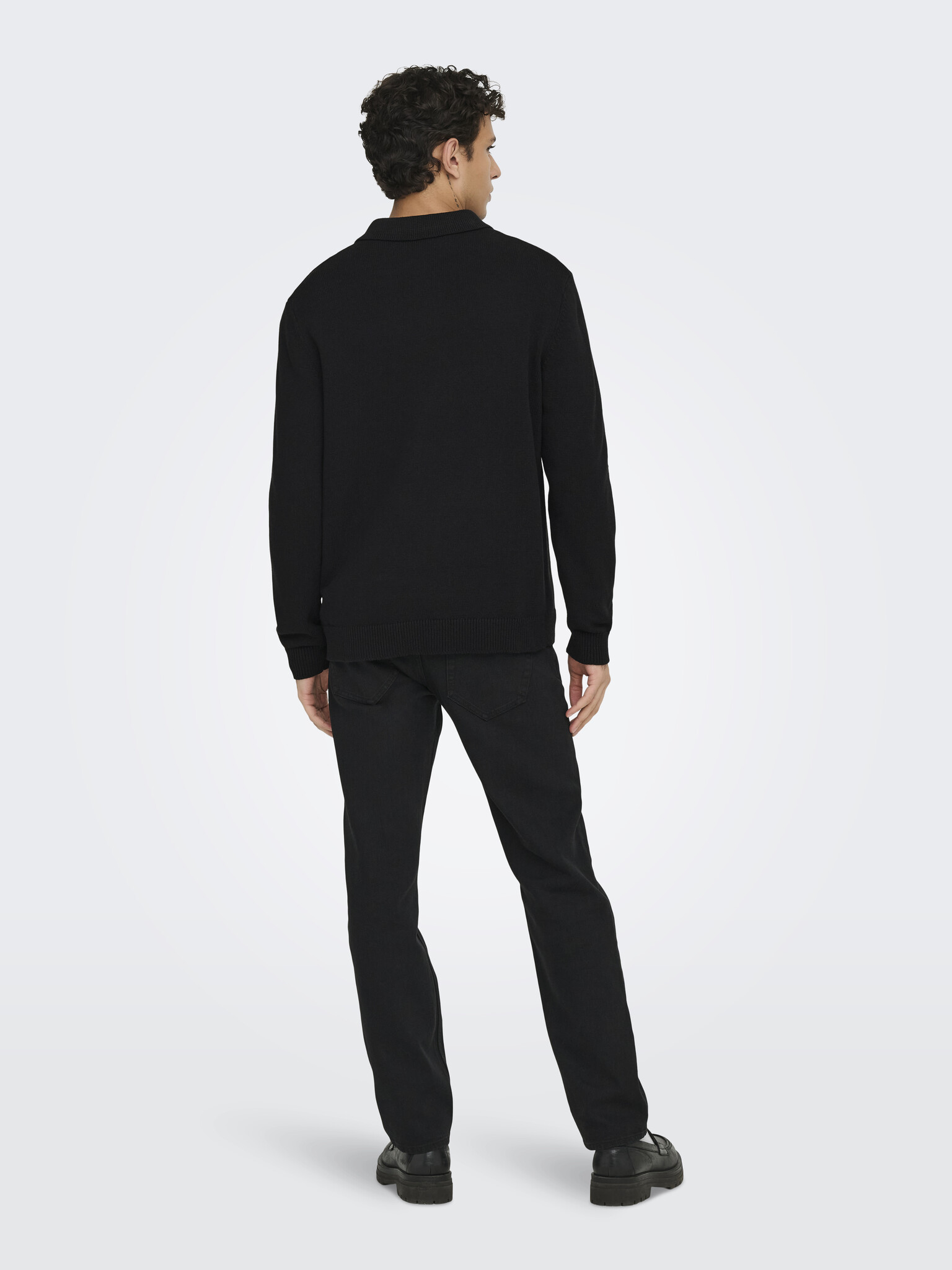 ONSHOPE RLX LS POLO KNIT BLACK