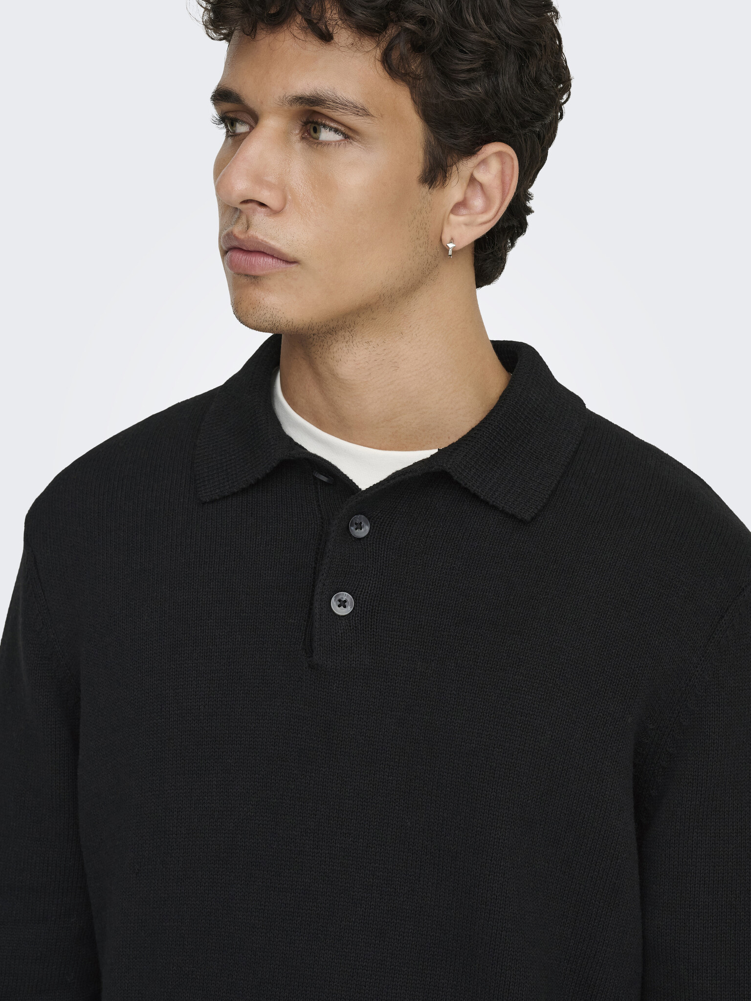 ONSHOPE RLX LS POLO KNIT BLACK