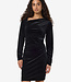 NMCAINS L/S ASSYMETRIC VELVET STONE DRESS (Black)