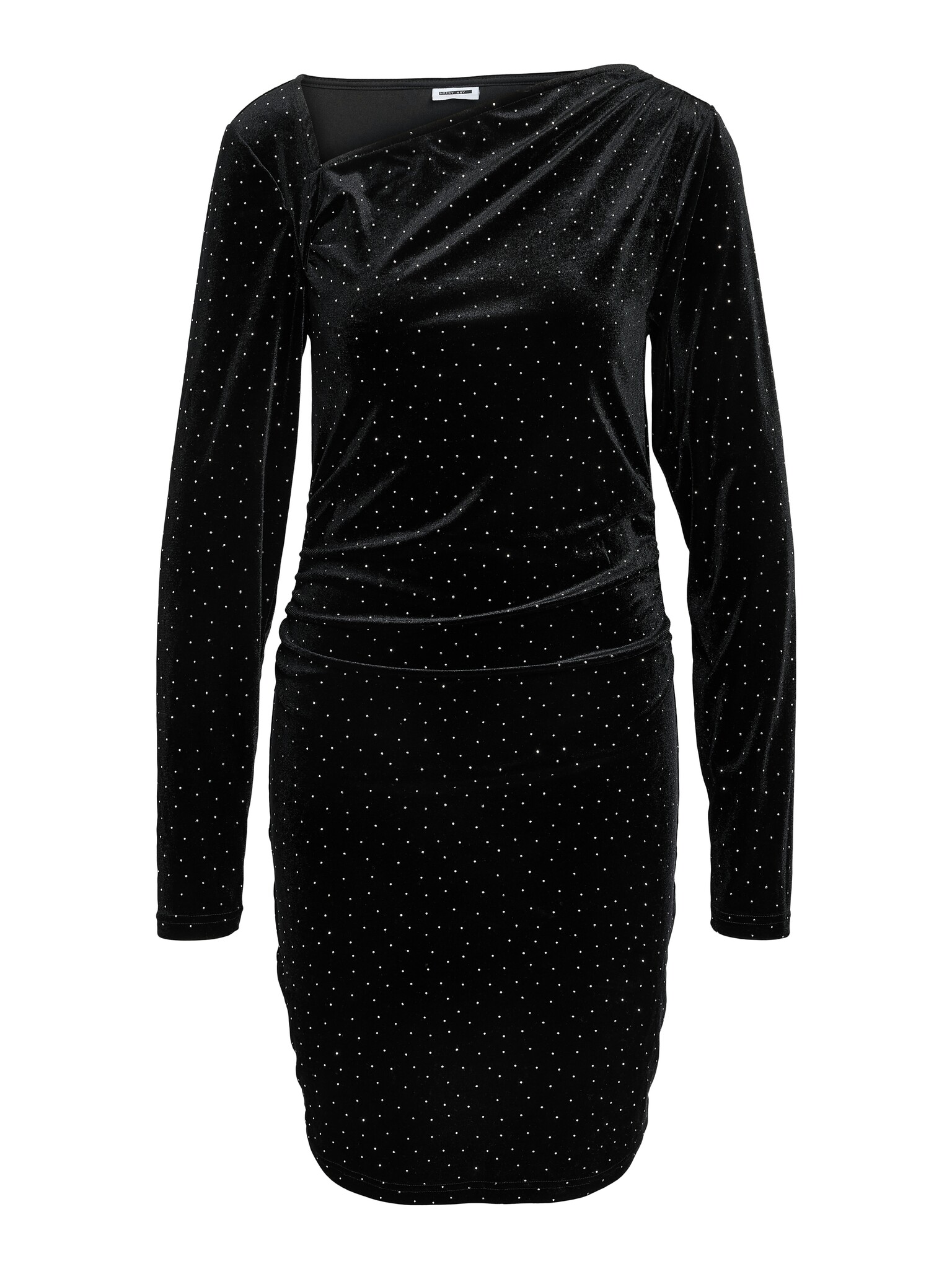 NMCAINS L/S ASSYMETRIC VELVET STONE DRESS (Black)