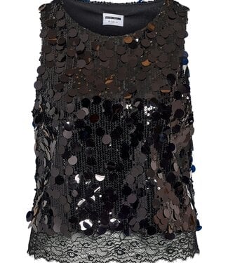 NOISY MAY NMELVA S/L DETAIL SEQUIN TOP WN BLACK/BLACK LACE