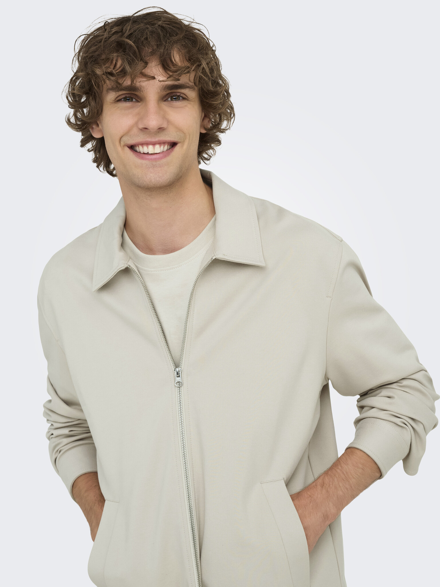 ONSJAKES 0339 REG ZIP STRETCH OVERSHIRT (silver lining)
