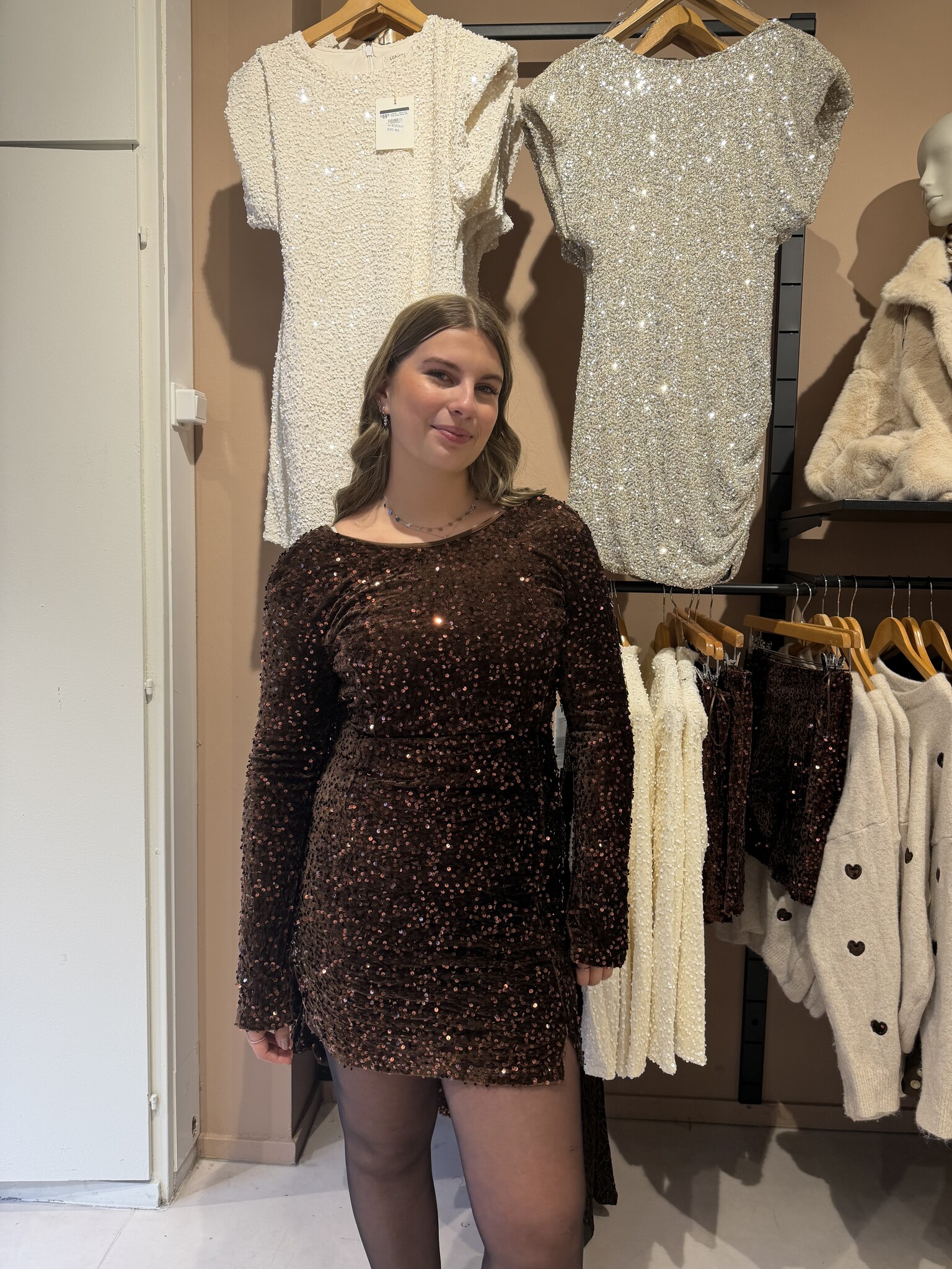 STELLA - Glitter Dress Velvet (Bronze)