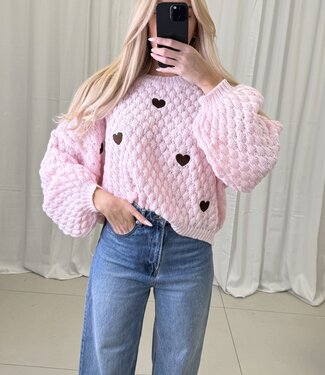 ARI HEART PULLOVER  (Pink/Toffee)