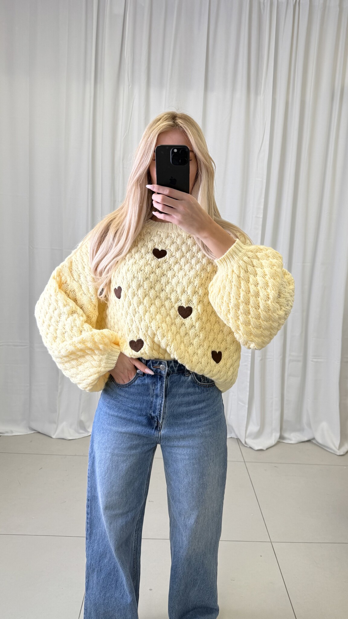 ARI HEART PULLOVER  (Yellow/Toffee)