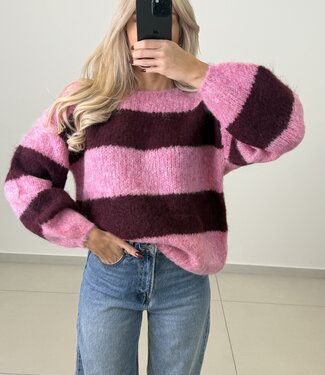 ARI STRIPES PULLOVER  (Berry Rose)