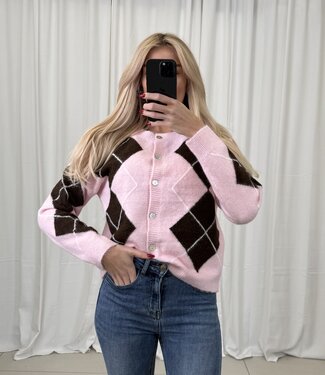ARI CARDIGUAN (Pink/Brown)