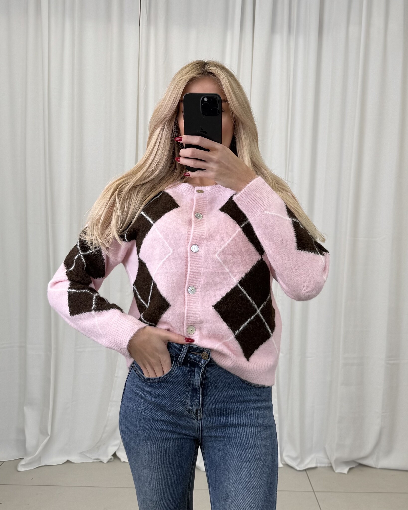 ARI CARDIGUAN (Pink/Brown)