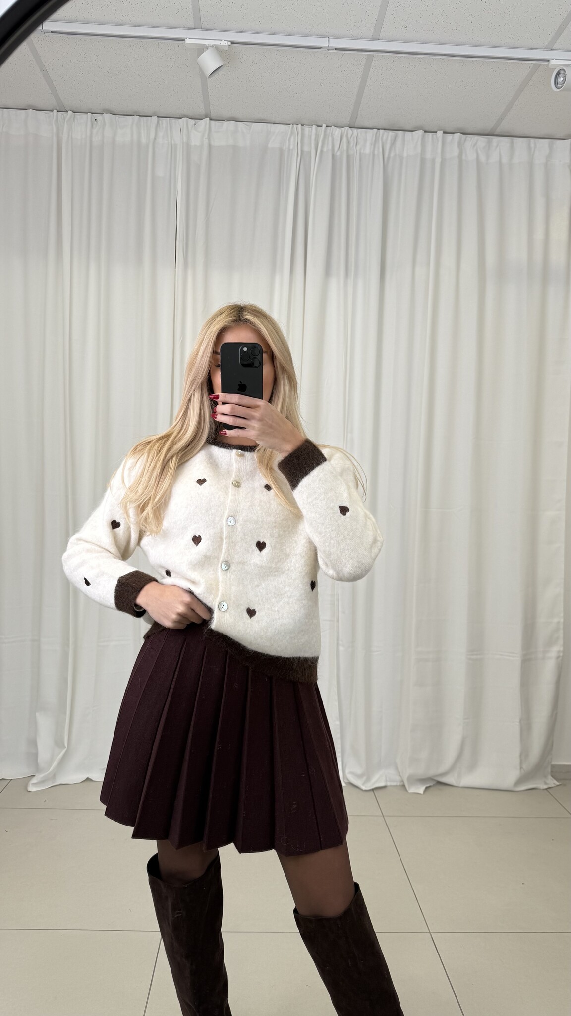 ARI HEART CARDIGUAN (Beige/Brown)