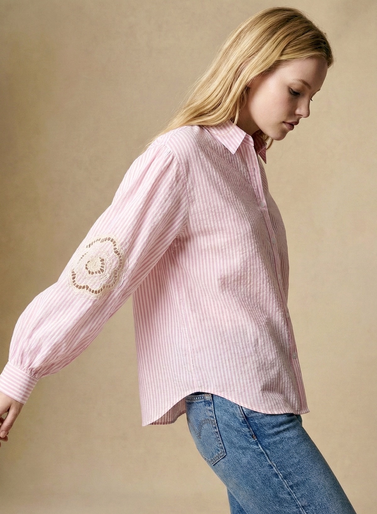 MG Broderie Sleeve Blouse (Pink)