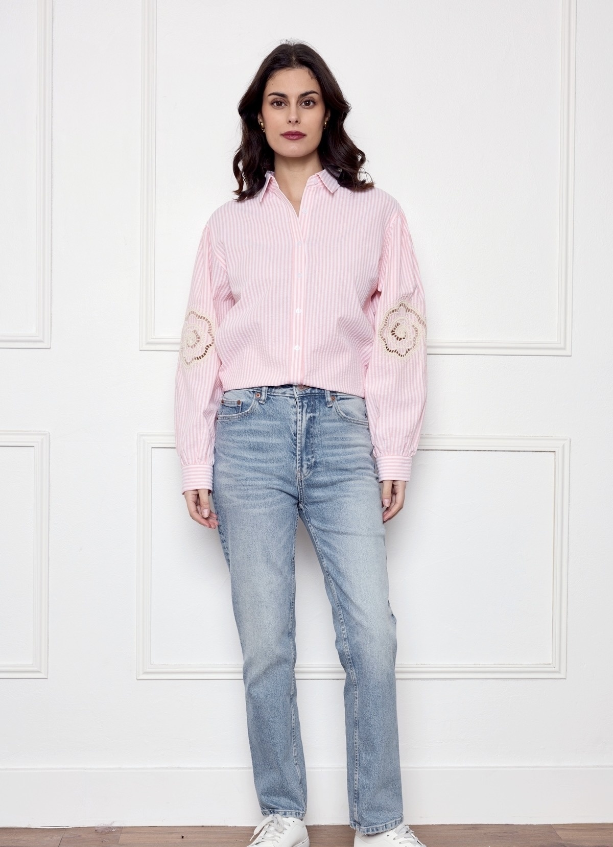 MG Broderie Sleeve Blouse (Pink)