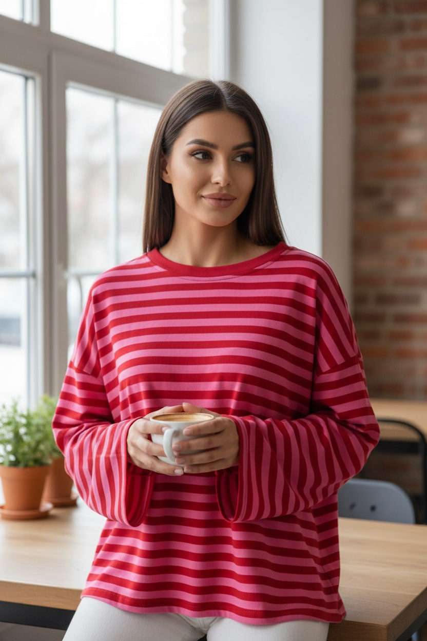 PROM Stripes LS Shirt (Red)