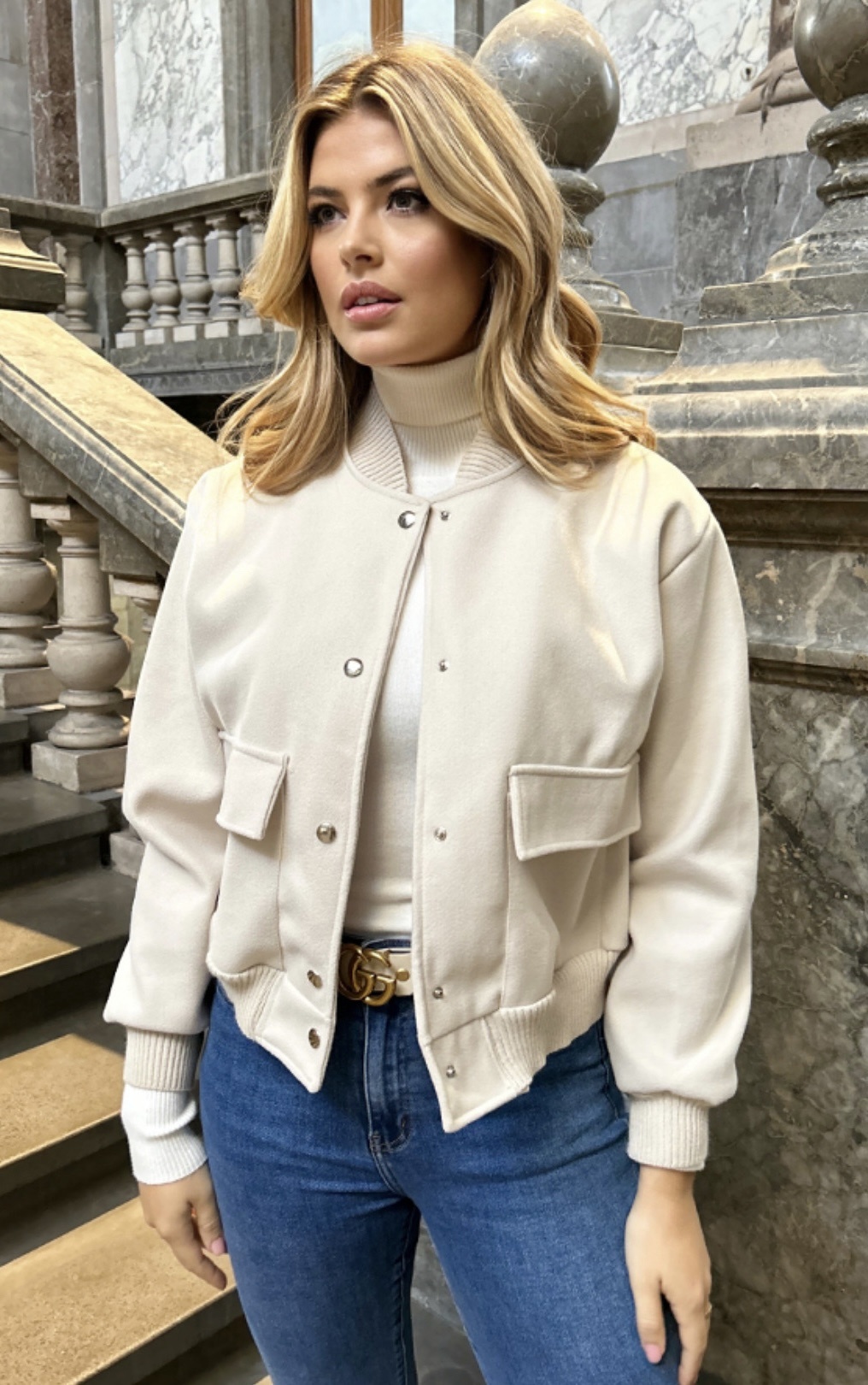 PROM Bomber Jacket (Beige)