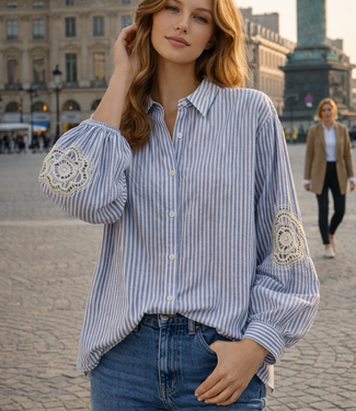 MG Broderie Sleeve Blouse (Blue)