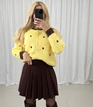 ARI HEART CARDIGUAN (Yellow/Brown)