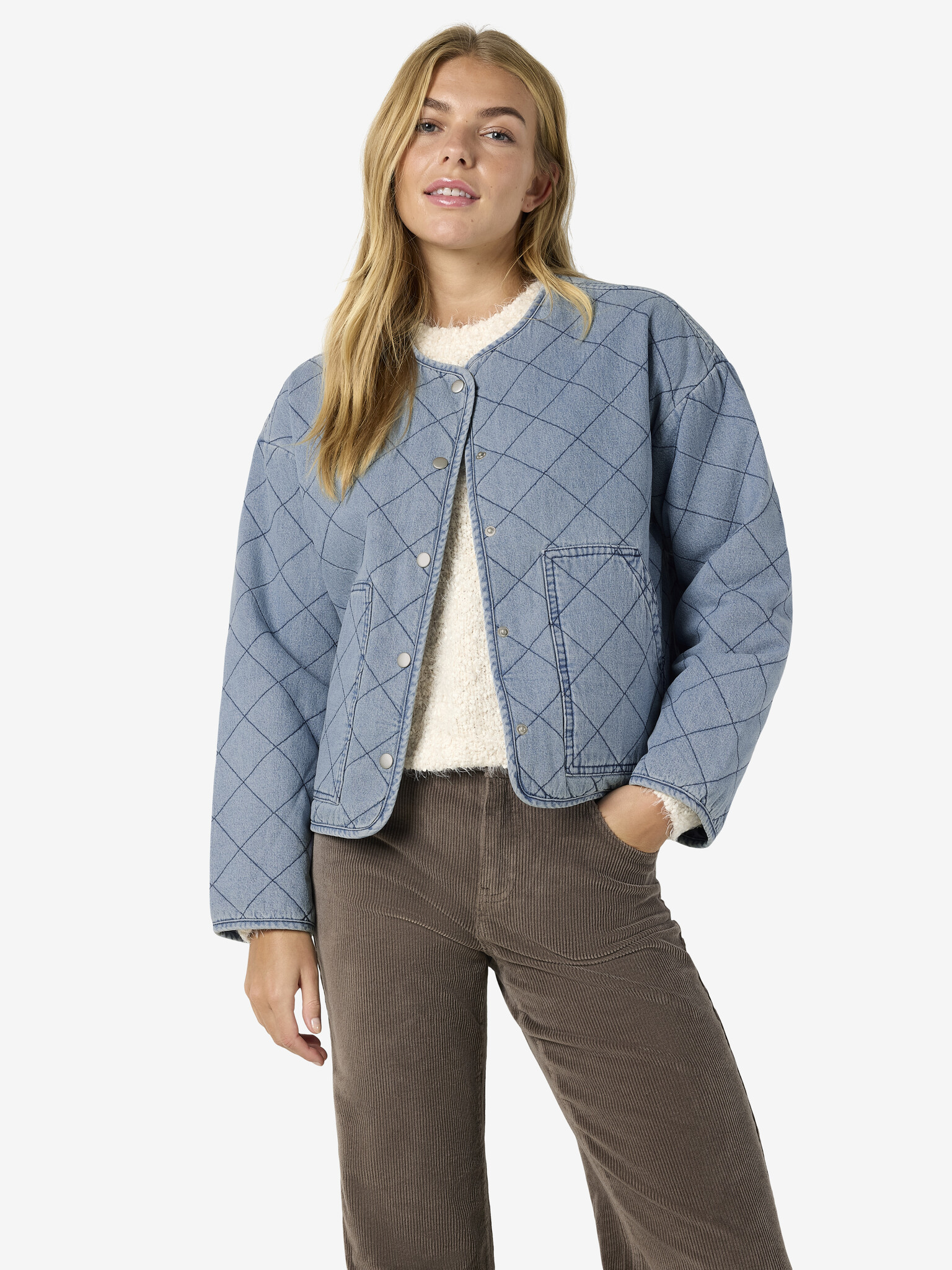 NMCLEO QUILTED DENIM JACKET (LIGHT BLUE DENIM)