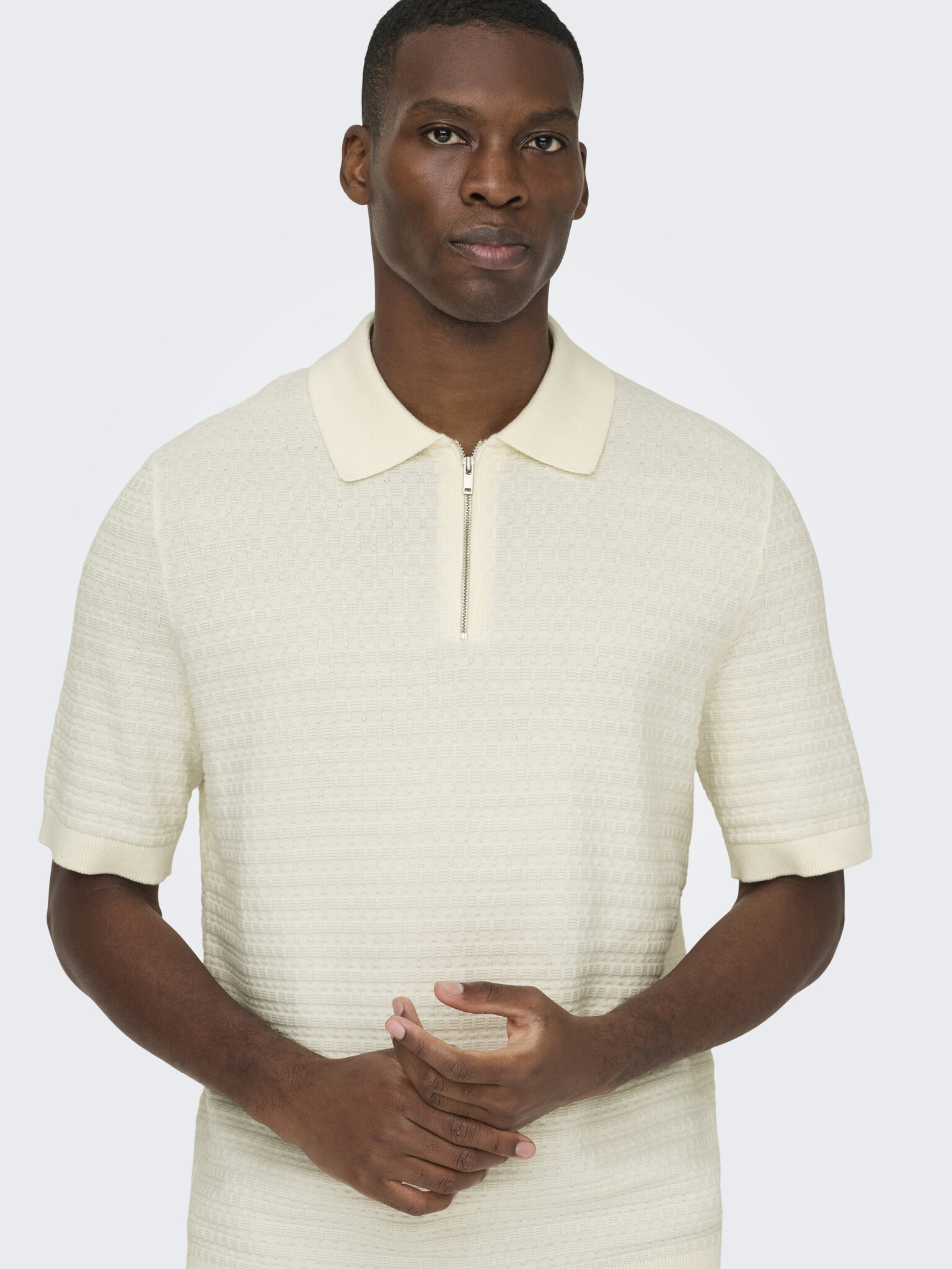 ONSMENU REG SS STRUCTURE POLO KNIT (Egret)