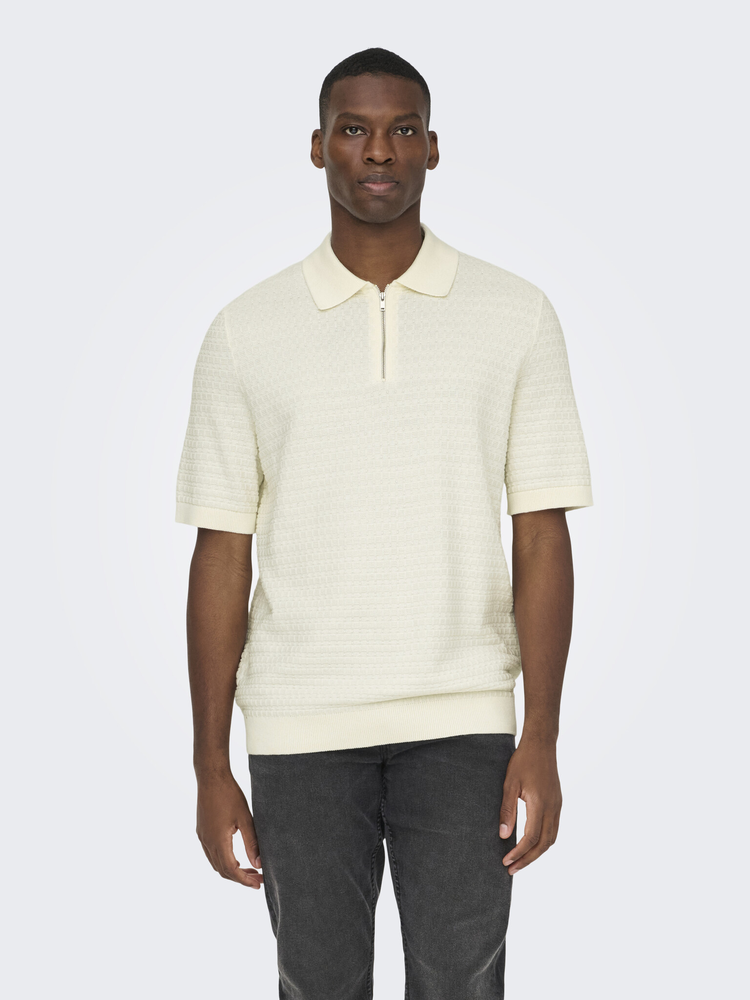 ONSMENU REG SS STRUCTURE POLO KNIT (Egret)