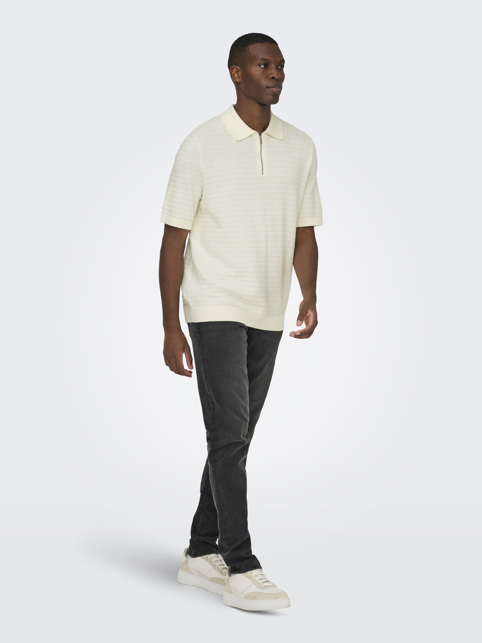 ONSMENU REG SS STRUCTURE POLO KNIT (Egret)