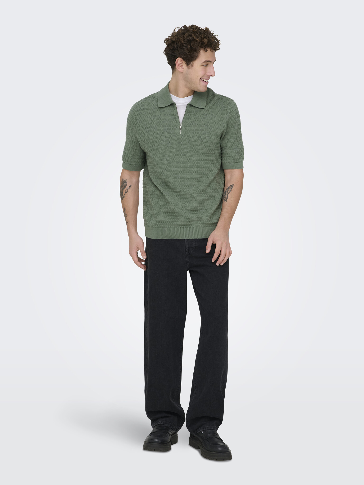 ONSMENU REG SS STRUCTURE POLO KNIT (Agave Green)