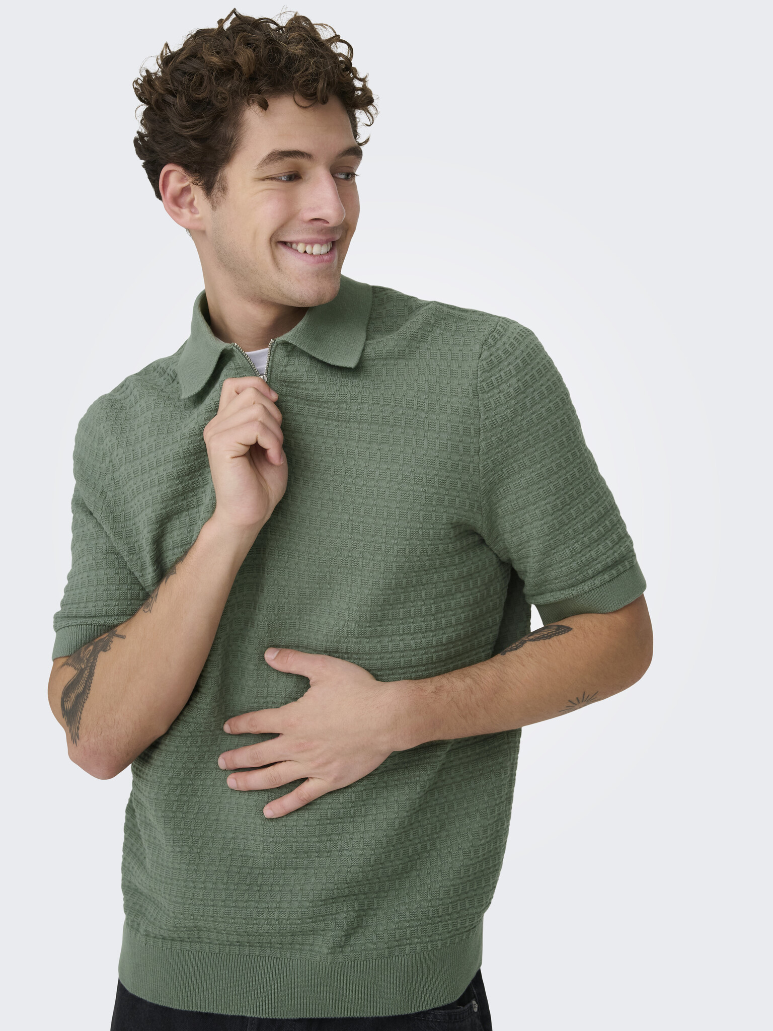 ONSMENU REG SS STRUCTURE POLO KNIT (Agave Green)