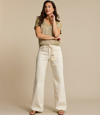 Red Button SRB4902 COLETTE & BELT ECRU HIGH RISE  WIDE LEG