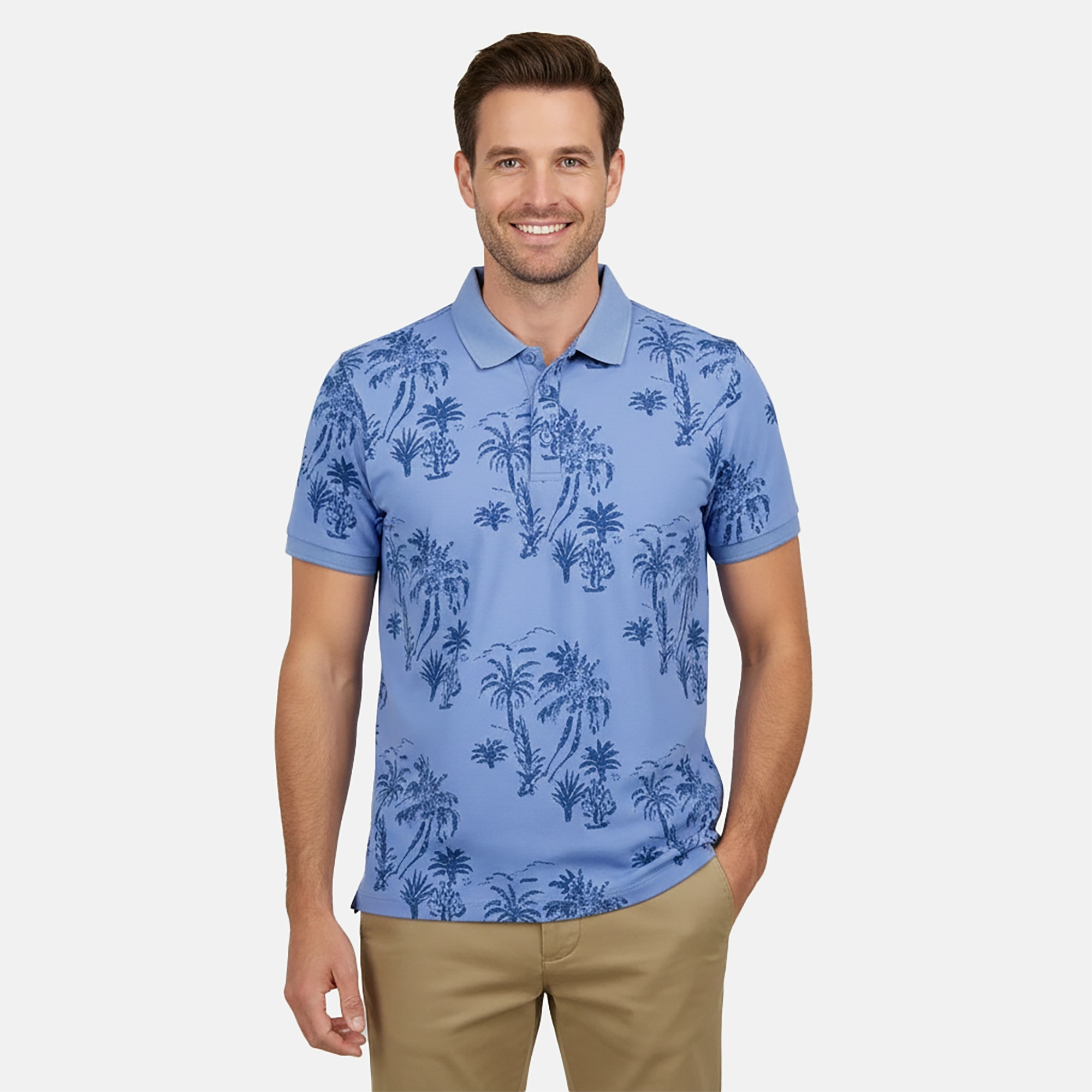 SOMO POLO PRINT (GREY BLUE)