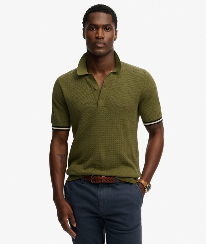 KNITTED TEXTURE S/S POLO M1110458A (CLASSIC OLIVE)