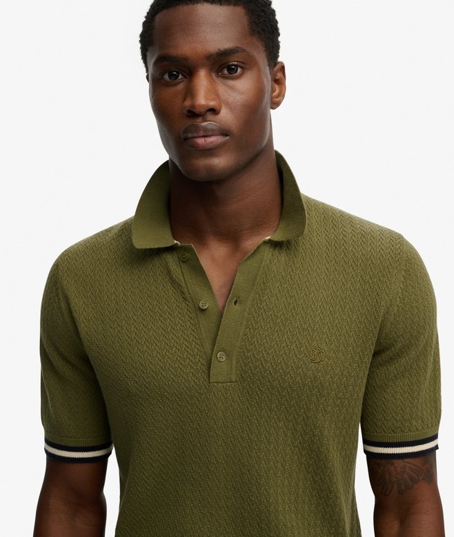 KNITTED TEXTURE S/S POLO M1110458A (CLASSIC OLIVE)