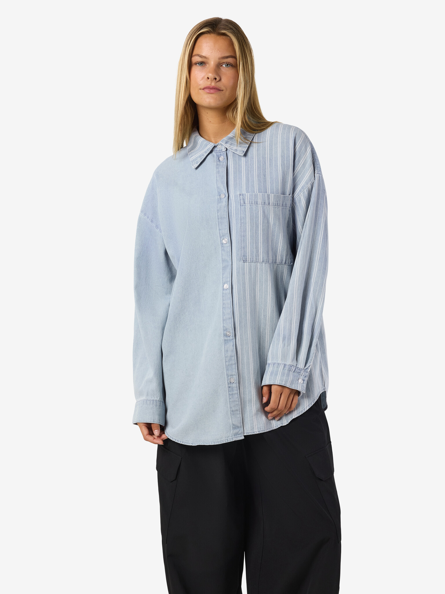 NMKATRI L/S OVERSIZED SHIRT (MEDIUM  BLUE DENIM|)