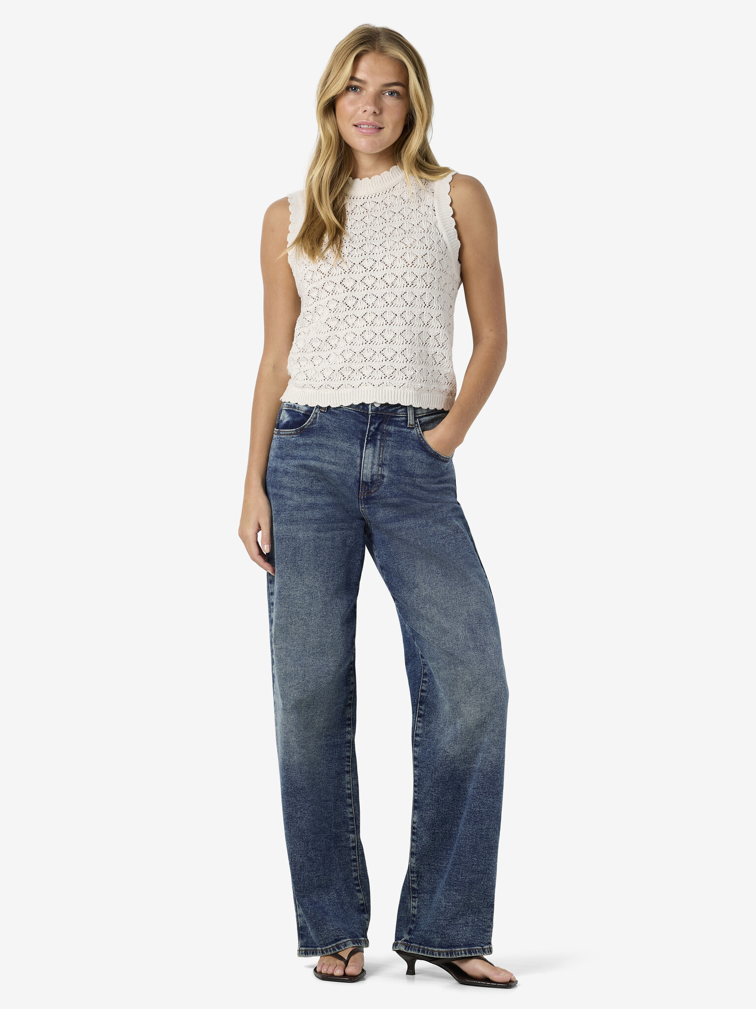 NMLAIKA S/L O-NECK KNIT TOP FWD (BIRCH)