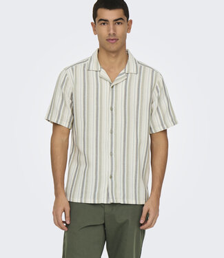 Only & Sons ONSTREV LIFE REG STRIPE SS SHIRT (SEAGRASS/MULTI STRIPE)