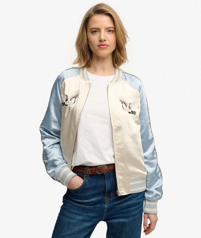SUIKJAN EMBROIDERED BOMBER (BLUE FOG)