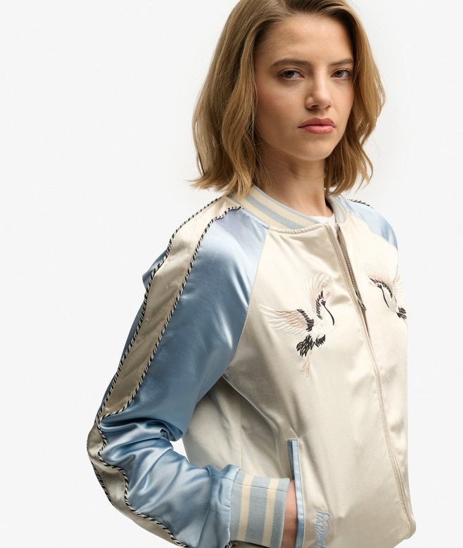 SUIKJAN EMBROIDERED BOMBER (BLUE FOG)