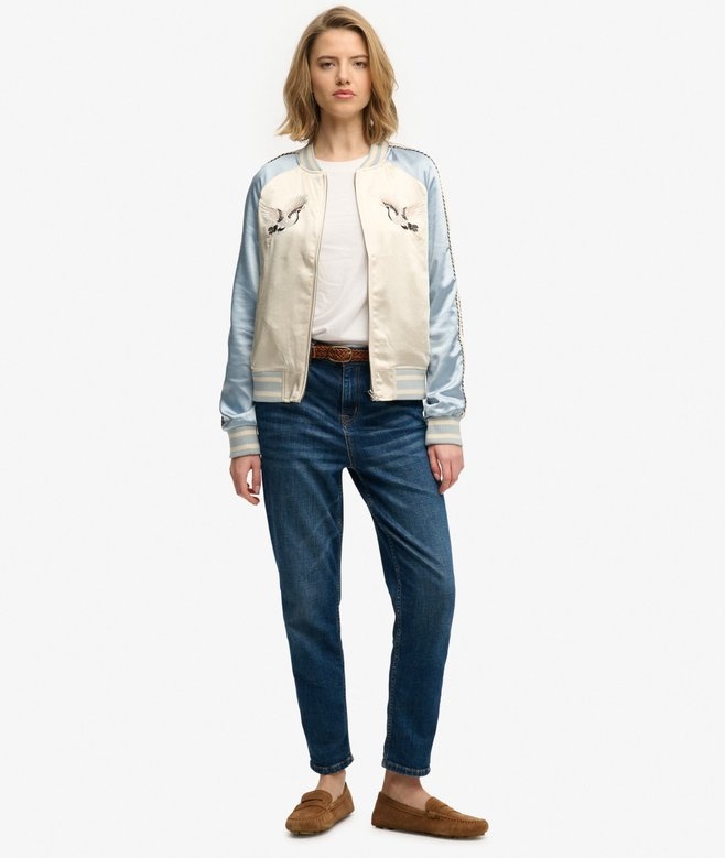 SUIKJAN EMBROIDERED BOMBER (BLUE FOG)
