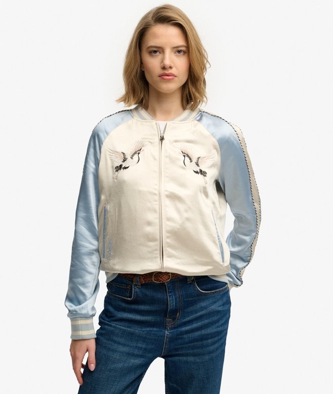 SUIKJAN EMBROIDERED BOMBER (BLUE FOG)